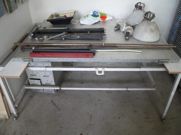 Zeefdruktafel 115 × 155 cm, inclusief aanzuiging en lampen